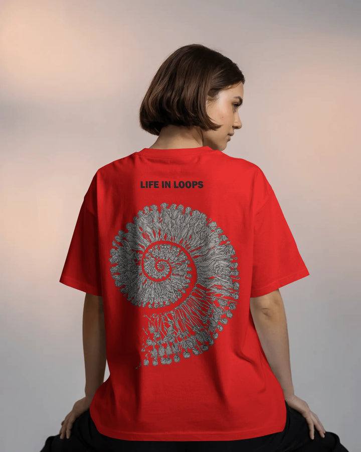 Red Born Burn Bones Life in Loops Artwork Unisex T-Shirt