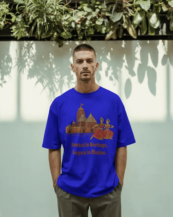 Blue Temple & Odissi Dance Heritage Art Unisex T-Shirt Male Boxy-Fit