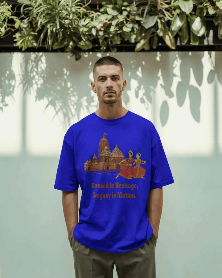 Blue Temple & Odissi Dance Heritage Art Unisex T-Shirt Male Boxy-Fit