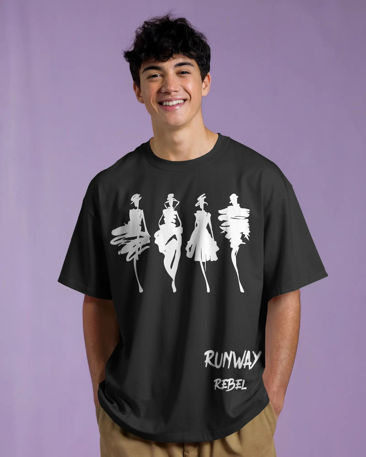 Black Runway Rebel Unisex T-shirt Male Boxy-Fit