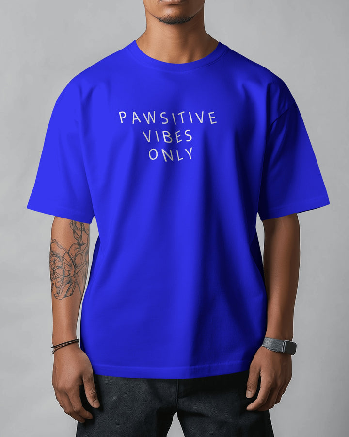 Blue Pawsitive Vibes Only Dog Artwork Unisex T-Shirt