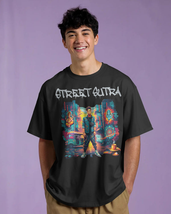 Black Street Art Inspired Unisex T-Shirt Male Boxy-Fit