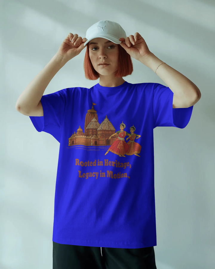 Blue Temple & Odissi Dance Heritage Art Unisex T-Shirt Female Boxy-Fit
