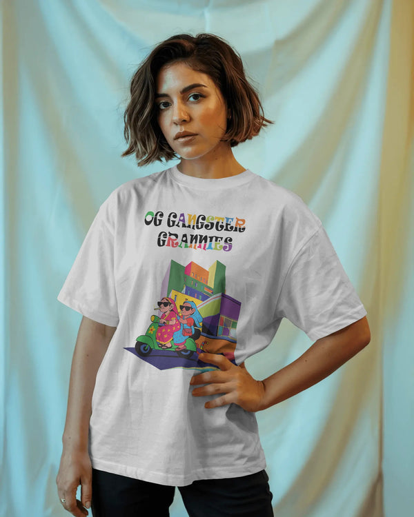 White OG Gangster Grannies Unisex Graphic T-Shirt