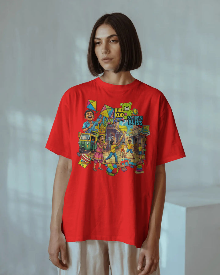 Red Playful Childhood Street Art Unisex T-Shirt