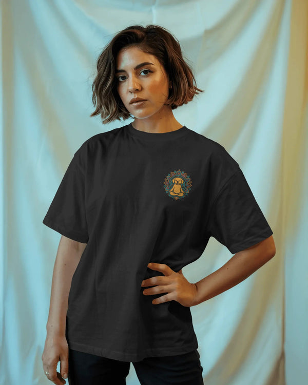 Black Chill Dog Zen Artwork Unisex T-Shirt Female Boxy-Fit