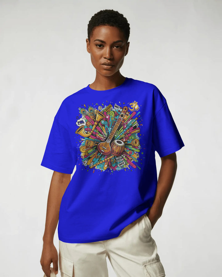 Blue Indian Music-Inspired Streetwear Unisex T-Shirt