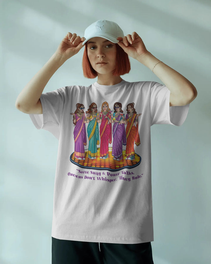 White Bold & Trendy Saree Queens Artwork Unisex T-Shirt