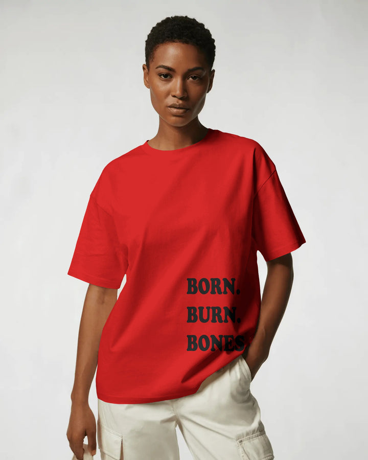 Red Born Burn Bones Life in Loops Artwork Unisex T-Shirt Female Boxy-Fit