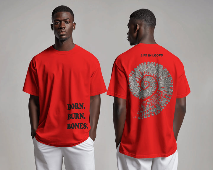 Red Born Burn Bones Life in Loops Artwork Unisex T-Shirt