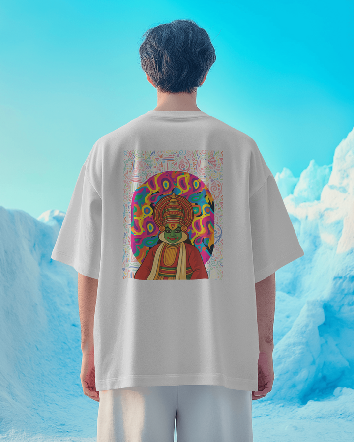 White Heritage Drip with Bold Kathakali Artwork Unisex T-Shirt