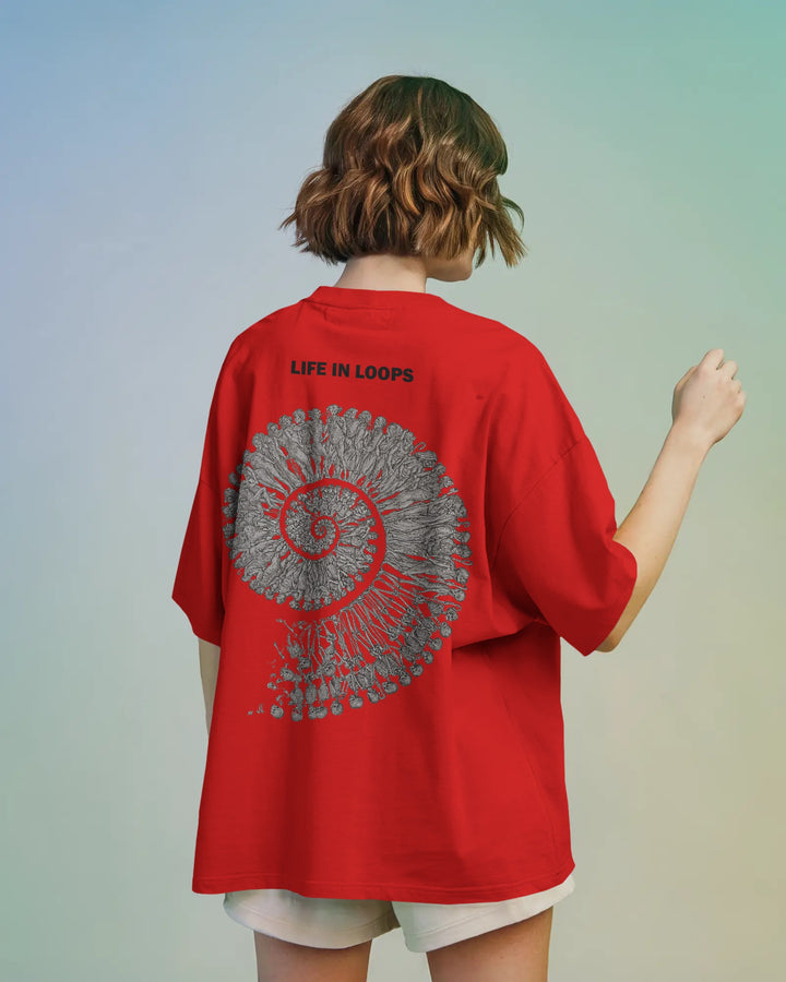 Red Born Burn Bones Life in Loops Artwork Unisex T-Shirt