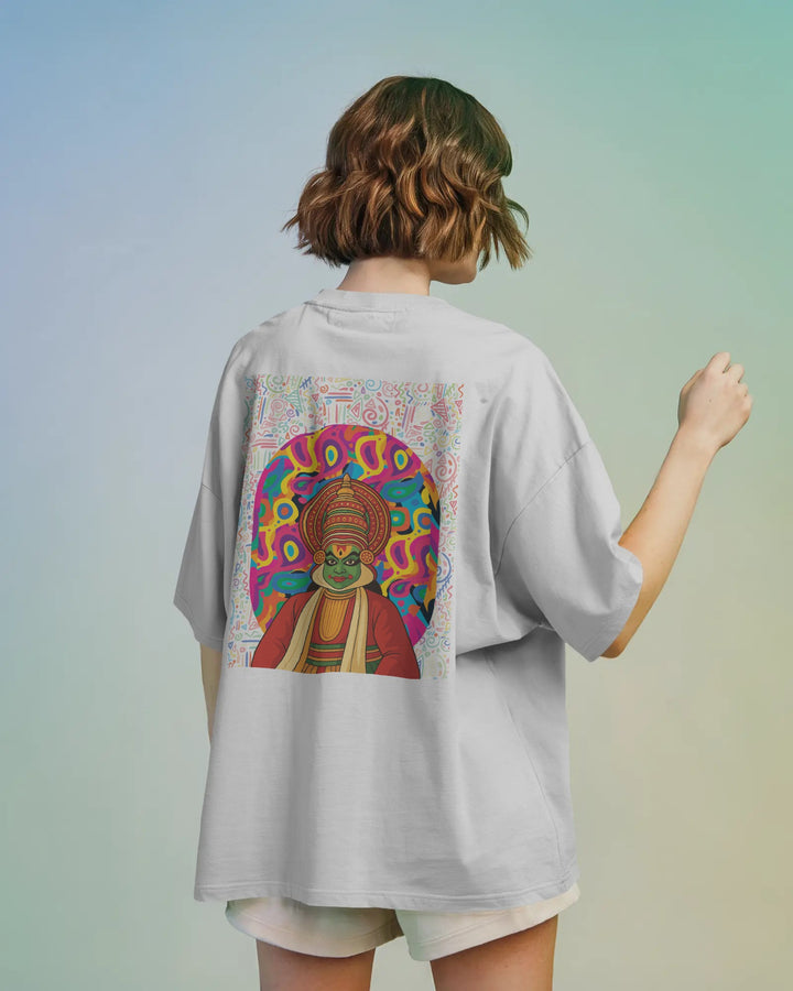 White Heritage Drip with Bold Kathakali Artwork Unisex T-Shirt