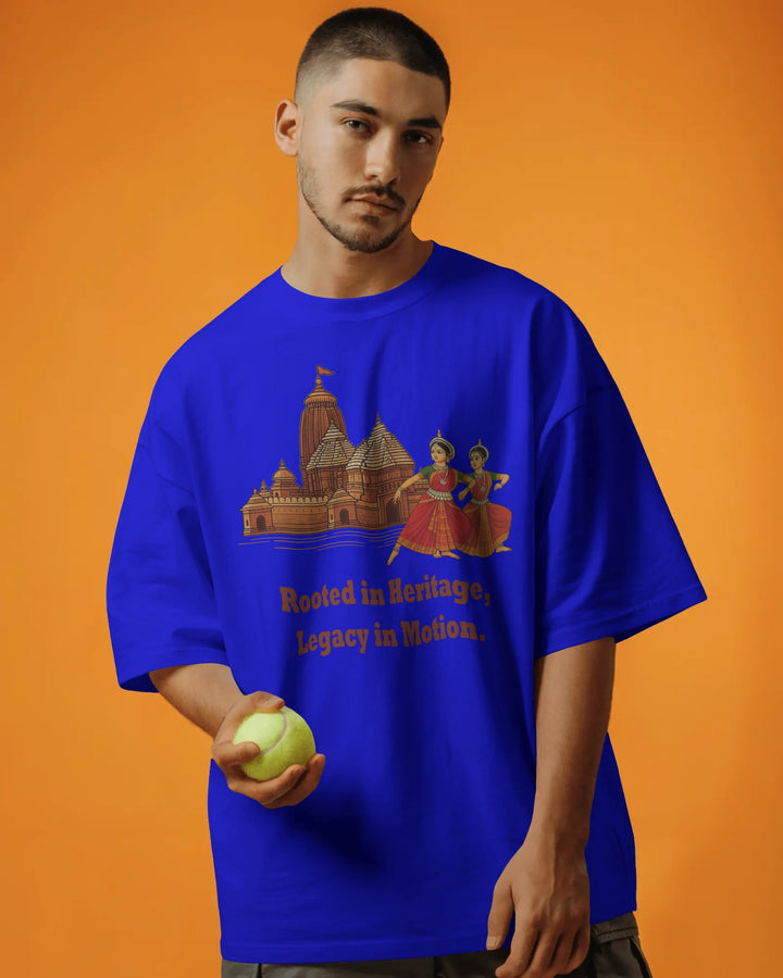 Blue Temple & Odissi Dance Heritage Art Unisex T-Shirt Male Oversized-Fit