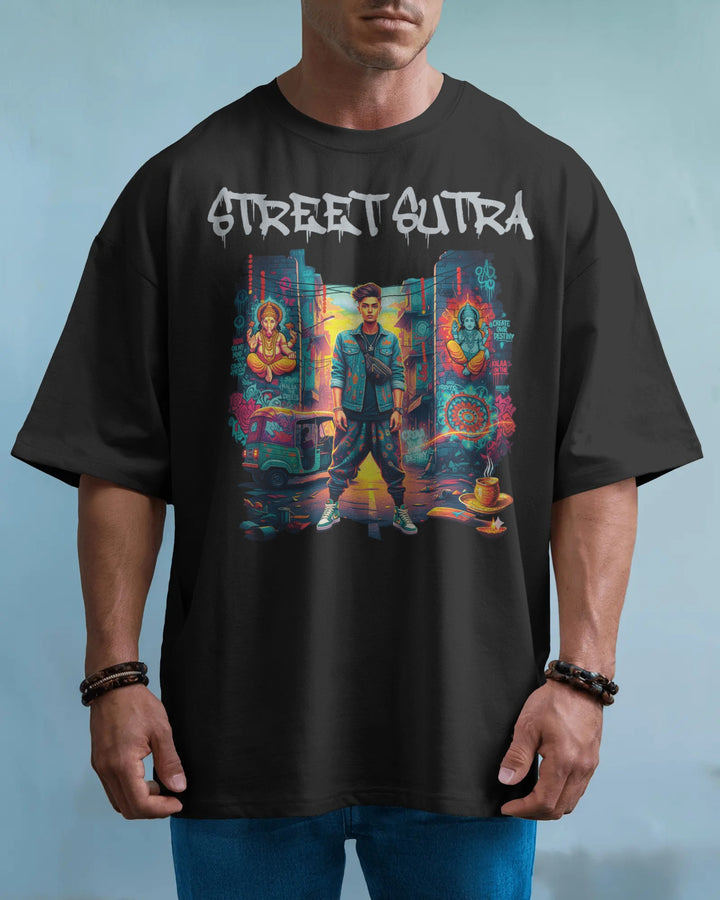 Black Street Art Inspired Unisex T-Shirt Male Oversized-Fit