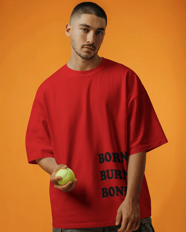 Red Born Burn Bones Life in Loops Artwork Unisex T-Shirt Male Oversized-Fit