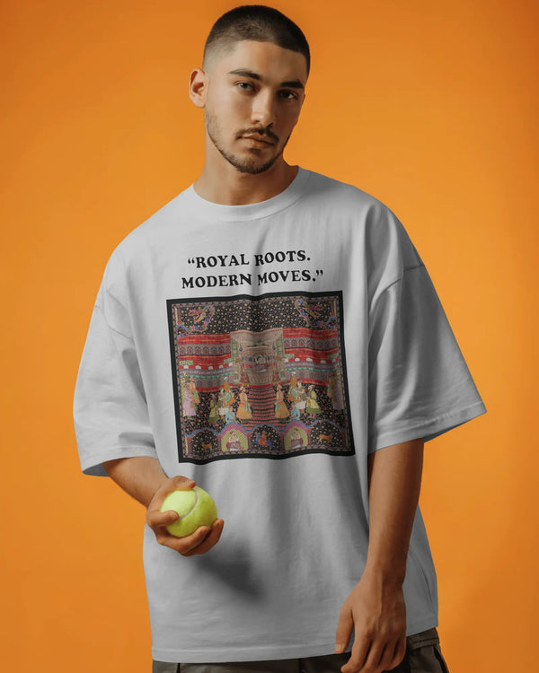 White Royal Roots Modern Moves Unisex Heritage Art T-Shirt Oversized-Fit