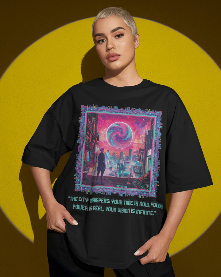 Black Cyberpunk Streetwear Artwork Unisex T-Shirt Female Oversized-Fit