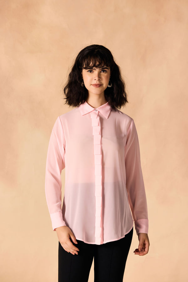 Pleated Placket Casual Georgette Shirt