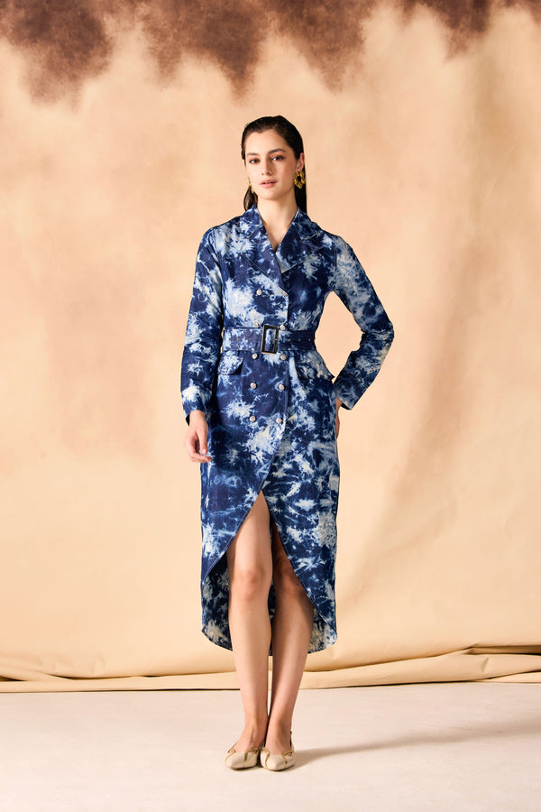 Tie and Dye Chambray Blazer Dress