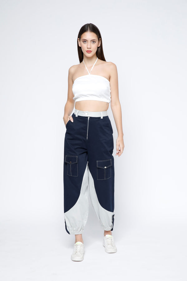 Elastic Hem Two-Tone Cargo Joggers