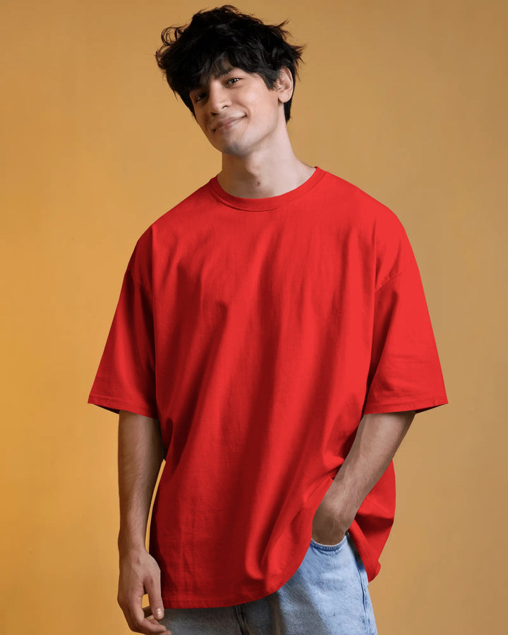 Red Unisex T-Shirt Male Oversized-Fit