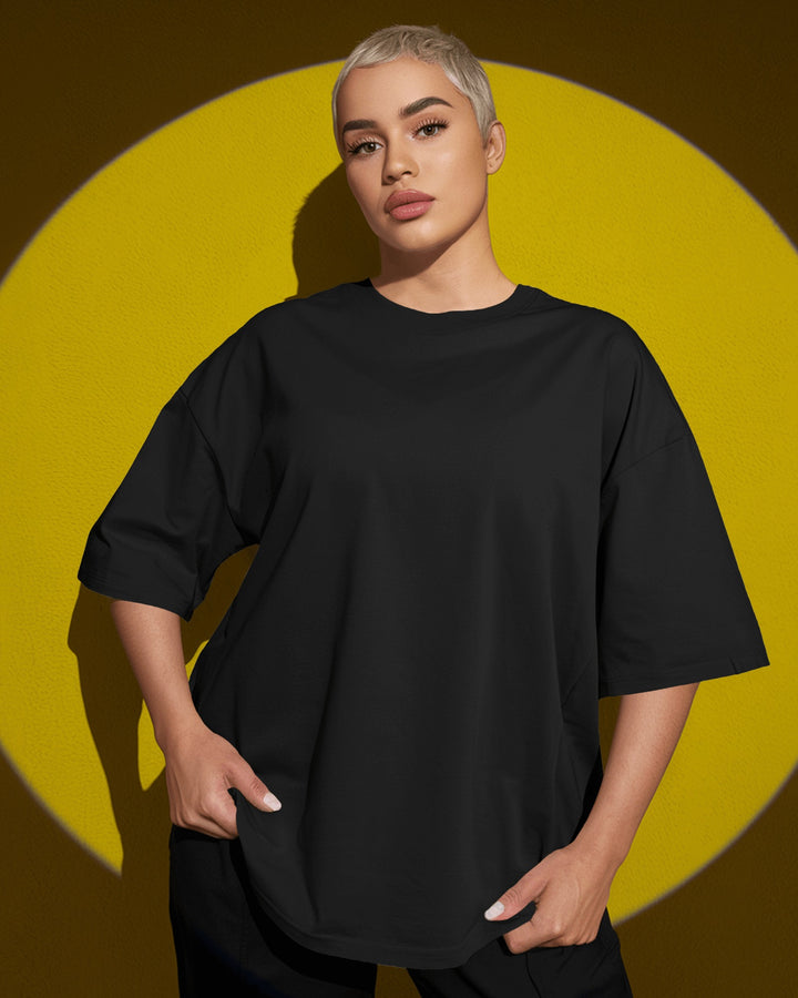 Black Unisex T-Shirt Female Oversized-Fit