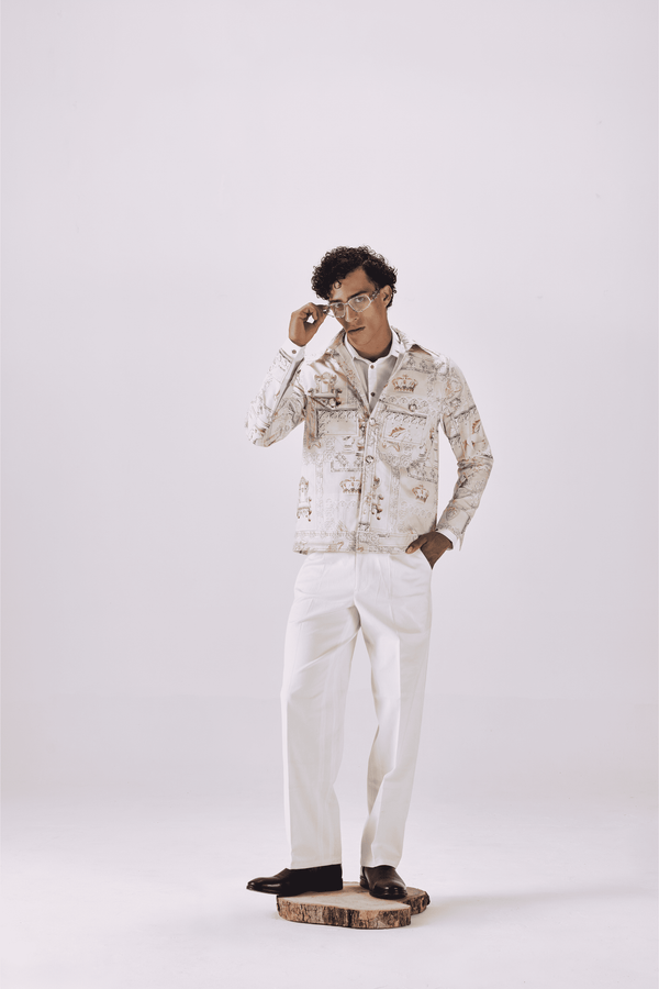 Timeless Button-Up Renaissance King's Life Printed Jacket