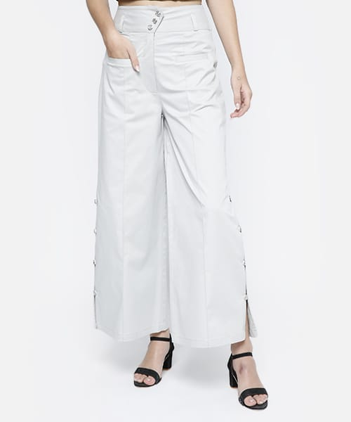 High Banded Waist Wide Leg Pants