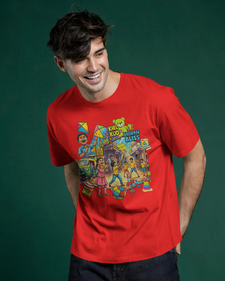 Red Playful Childhood Street Art Unisex T-Shirt