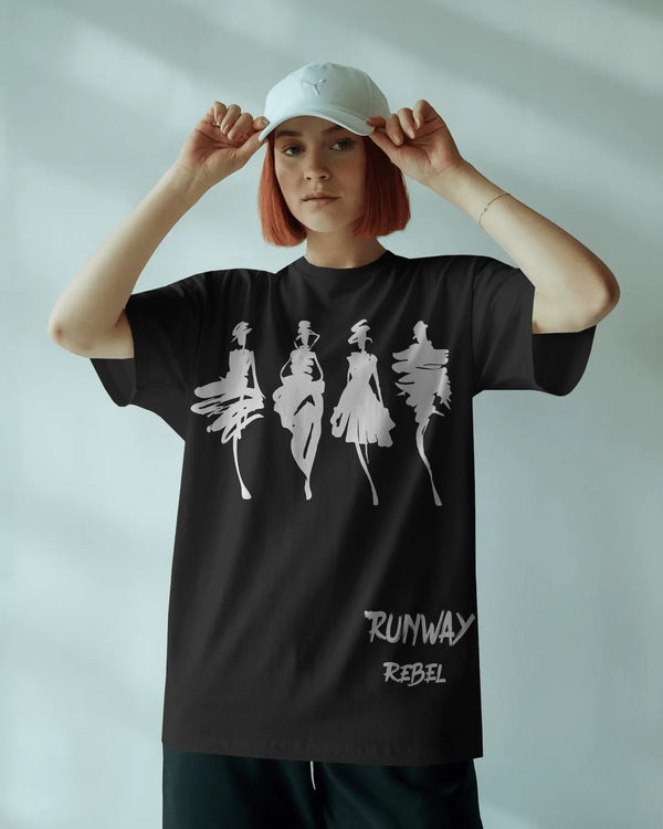 Black Runway Rebel Unisex T-shirt Female Boxy-Fit