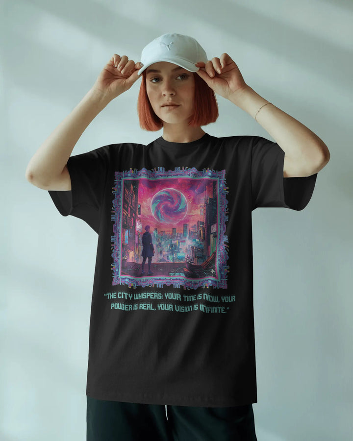 Black Cyberpunk Streetwear Artwork Unisex T-Shirt Female Boxy-Fit