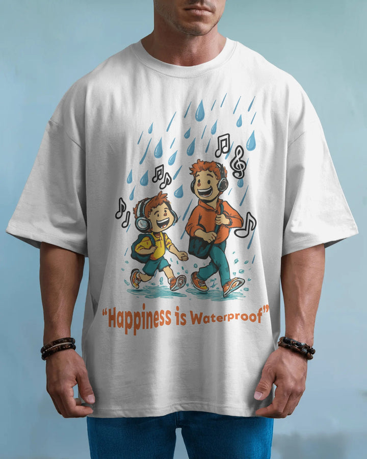 White Nostalgic Rain Artwork Happiness Unisex T-Shirt