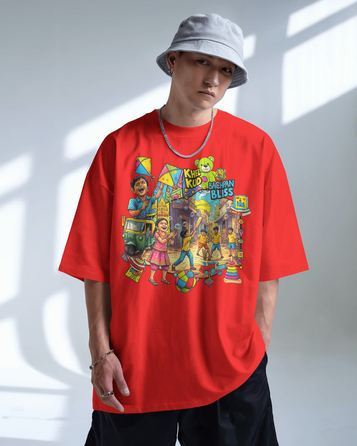 Red Playful Childhood Street Art Unisex T-Shirt