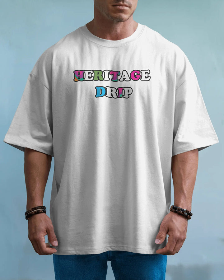 White Heritage Drip with Bold Kathakali Artwork Unisex T-Shirt