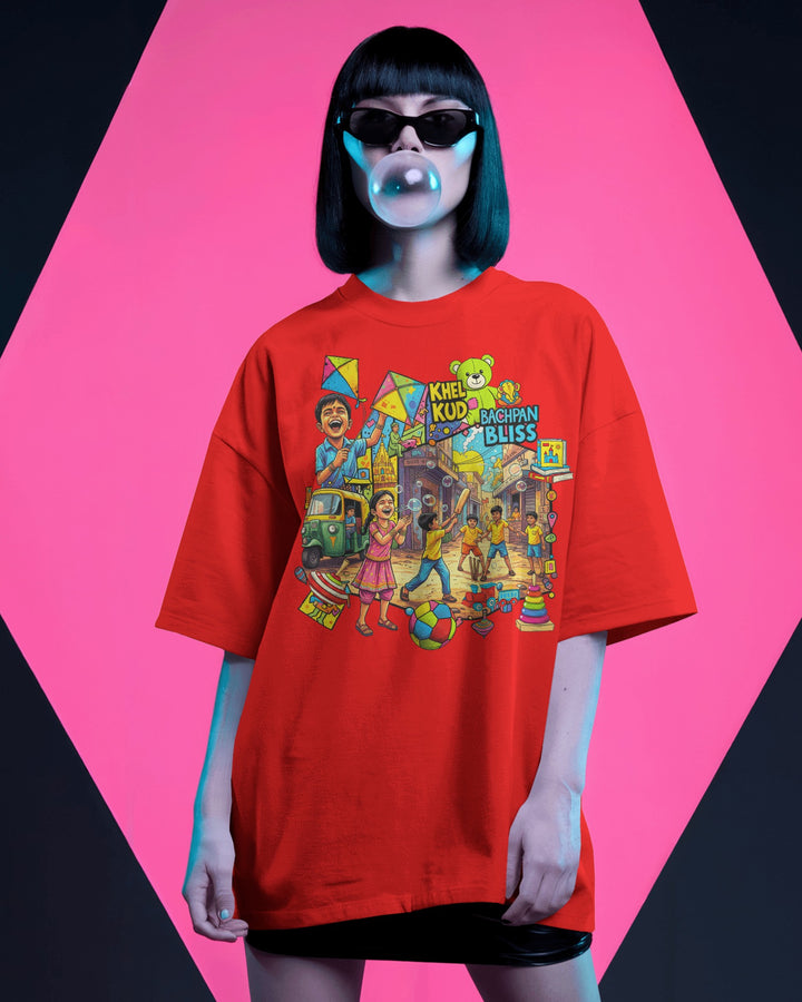 Red Playful Childhood Street Art Unisex T-Shirt