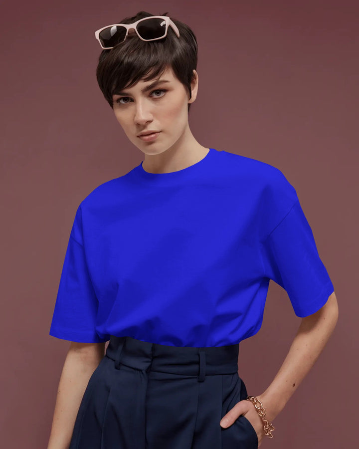 Blue Unisex T-Shirt Female Boxy-Fit