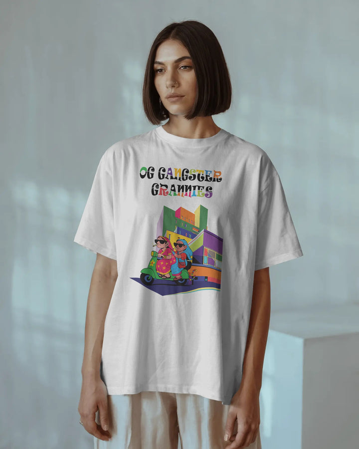 White OG Gangster Grannies Unisex Graphic T-Shirt