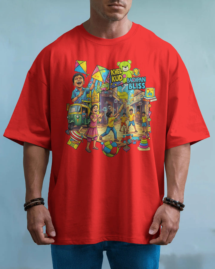 Red Playful Childhood Street Art Unisex T-Shirt