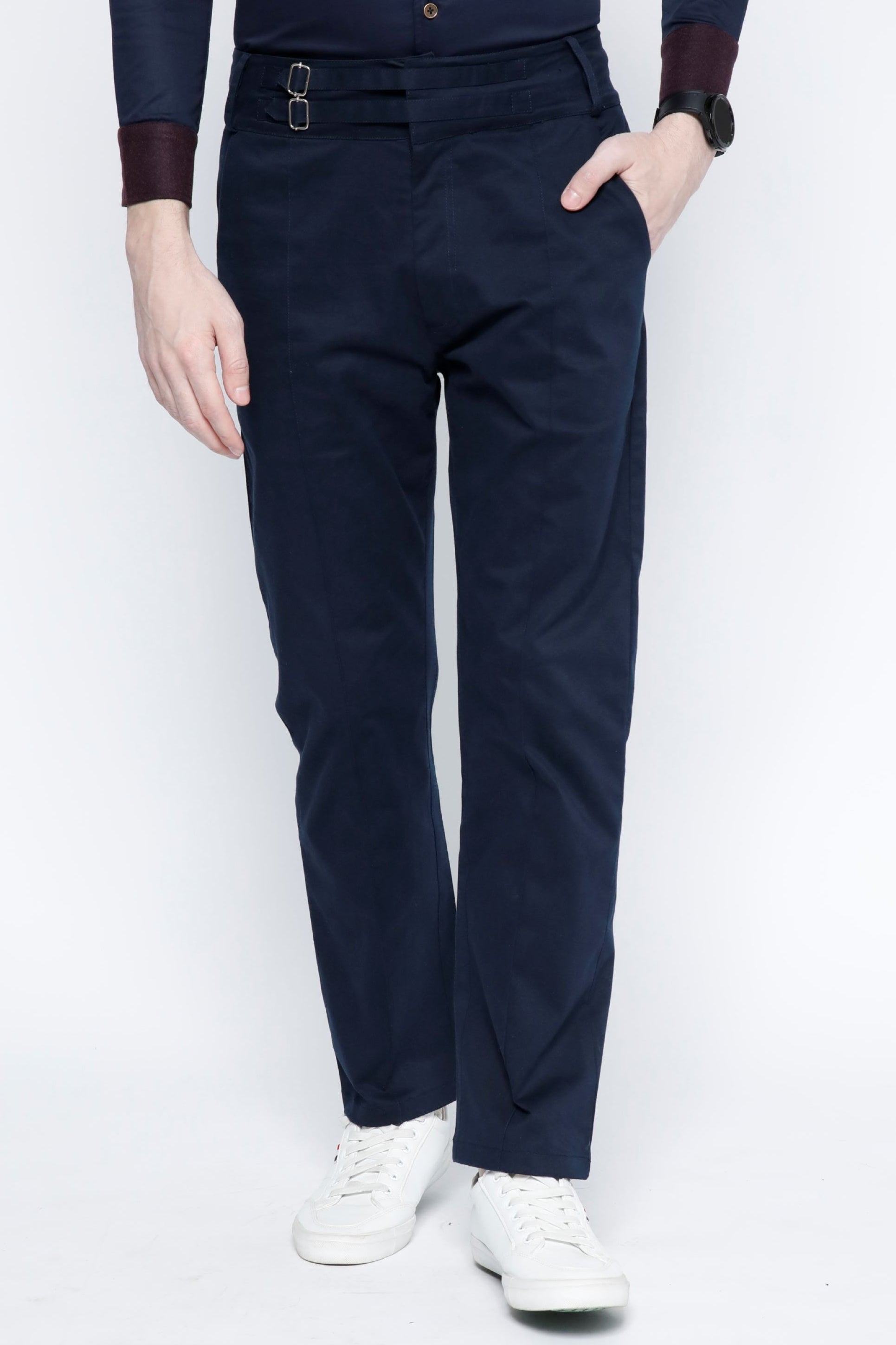 Double Belted Loop Straight-Leg Trouser