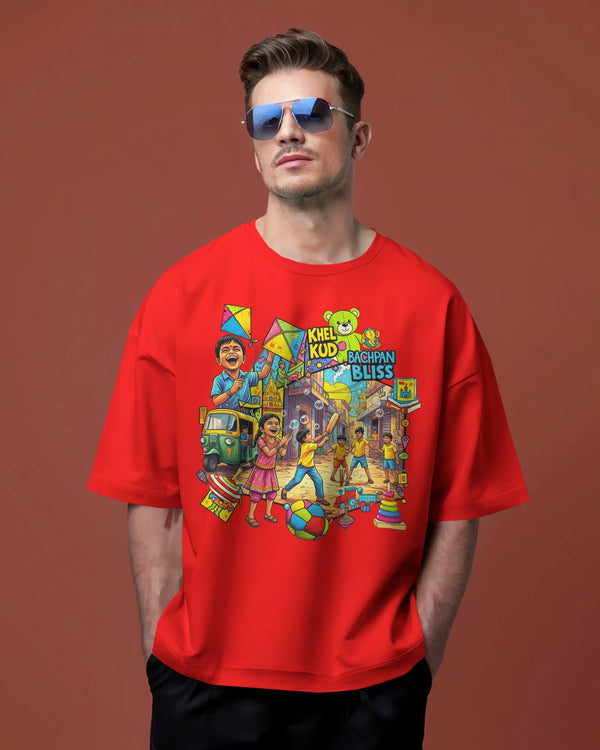 Red Playful Childhood Street Art Unisex T-Shirt