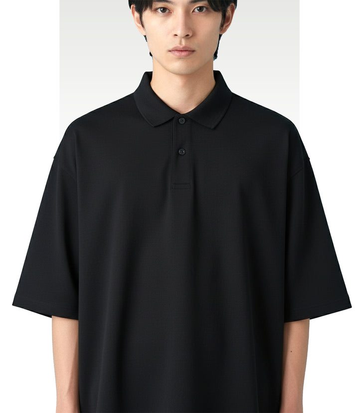 Black Korean Oversized-Fit Men's Polo T-shirt 4XL