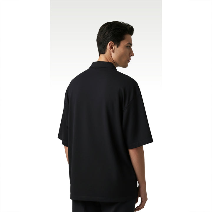 Black Korean Oversized-Fit Men's Polo T-shirt