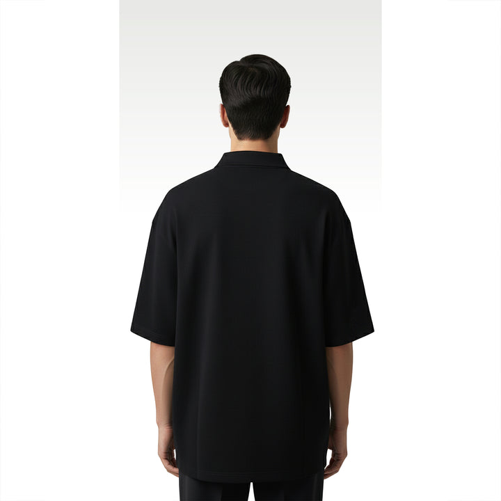 Black Korean Oversized-Fit Men's Polo T-shirt