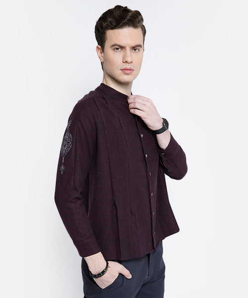 Renaissance Crown Embroidered Pleated Shirt