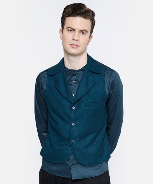 Lapel Collar Attached Vest Shirt